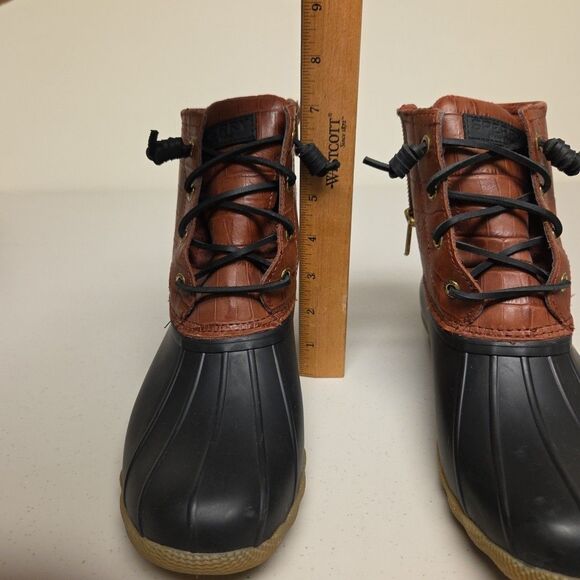Sperry Womens Waterproof Duck Rain Boots Size 7 Black & Brown STS86697 - Picture 9 of 16